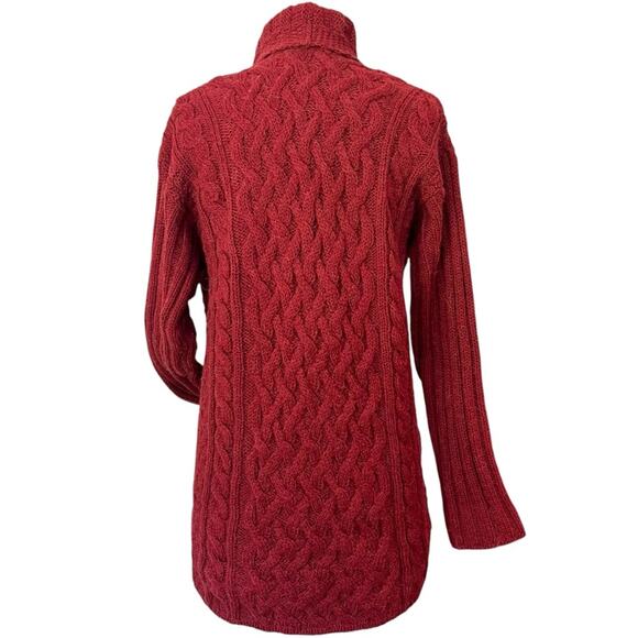 Aran Crafts Merino Wool & Alpaca Cableknit Cardigan Sweater Womens Small Rust - Picture 6 of 14